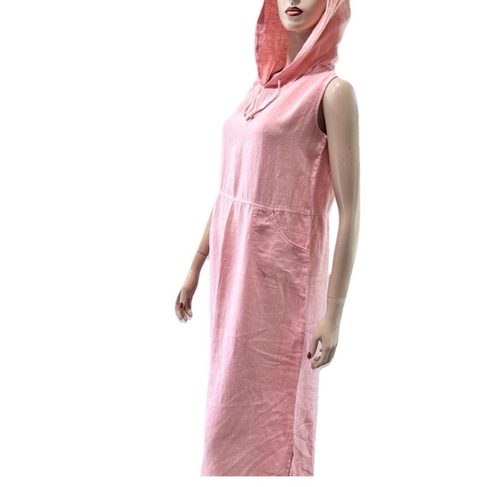 dressing clio Peach Hooded Linen Sleeveless Maxi Dress Swim Coverup Dress - Picture 4 of 16